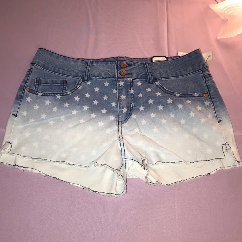 Blue Faded Shorts with Stars